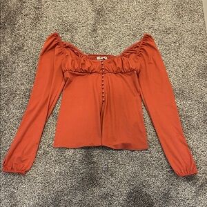 Urban Outfitters Rust Off-Shoulder Blouse